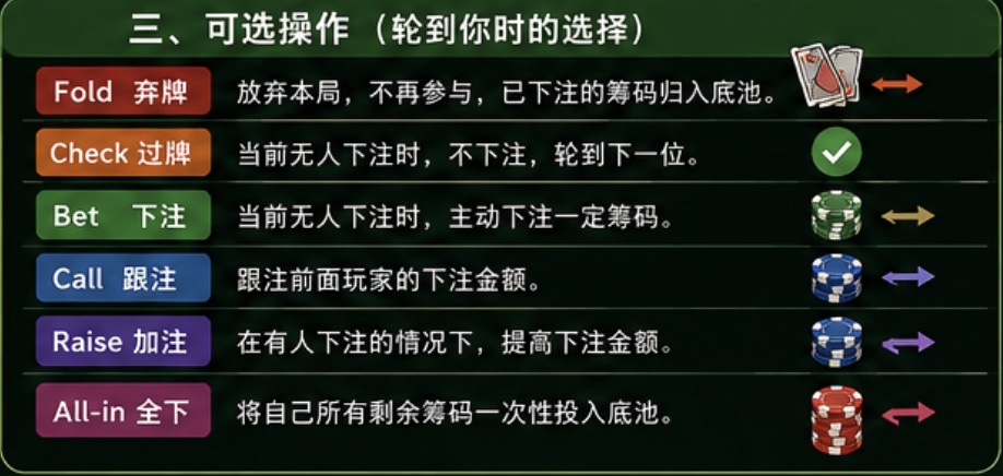 德州扑克可选行动术语教学